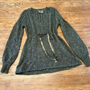 Y2K Bella Swan,Elena Gilbert Olive Green Sexy Vampire Boho Babydoll Shirt w/Bow